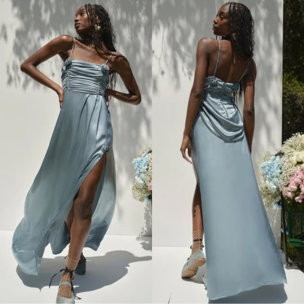 For Love And Lemons High Low Dress in Soft Blue